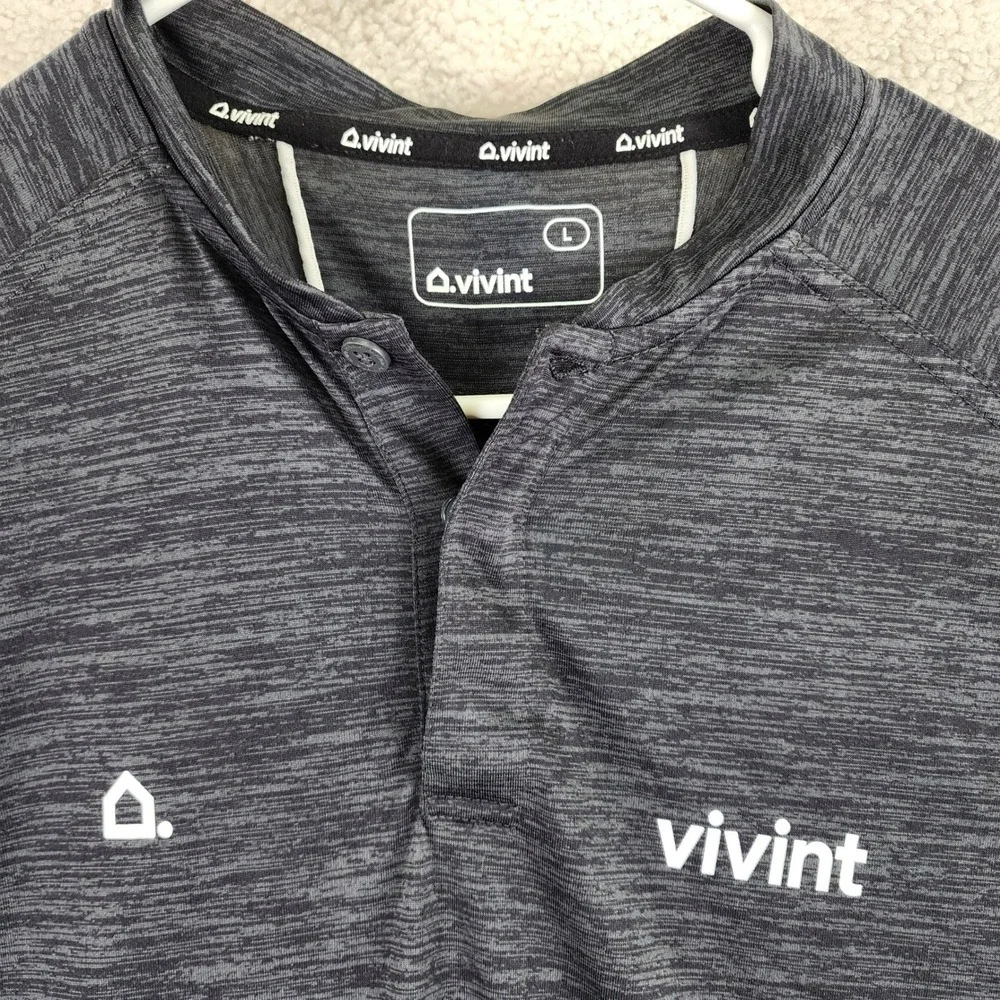 Vivint Polo Performance Shirt Space Dye Grey Mens L Smart Home‎ workwear
